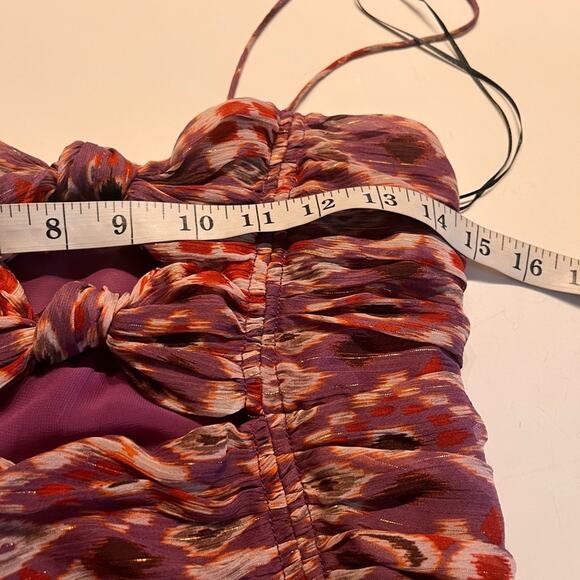 Zara Purple Ruched Printed Mini Dress XS - Picture 7 of 8